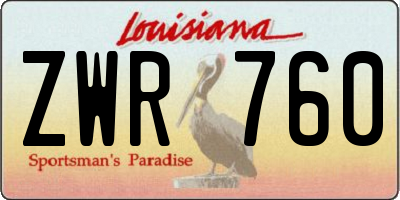 LA license plate ZWR760