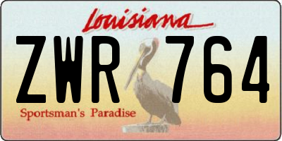 LA license plate ZWR764