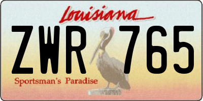 LA license plate ZWR765