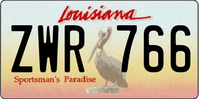 LA license plate ZWR766