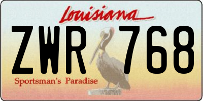 LA license plate ZWR768