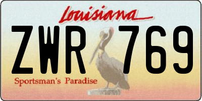 LA license plate ZWR769