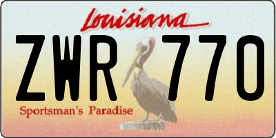 LA license plate ZWR770