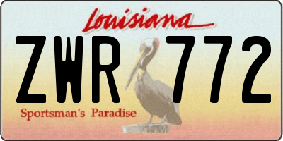 LA license plate ZWR772