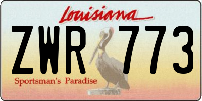 LA license plate ZWR773