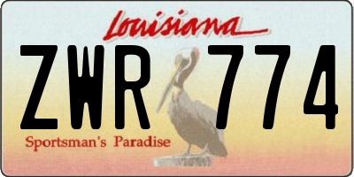 LA license plate ZWR774