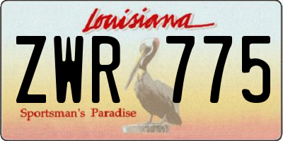 LA license plate ZWR775