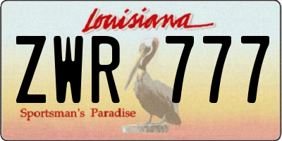 LA license plate ZWR777