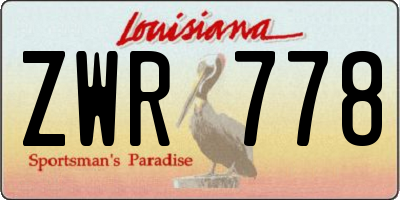 LA license plate ZWR778