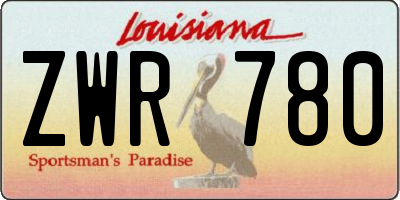 LA license plate ZWR780