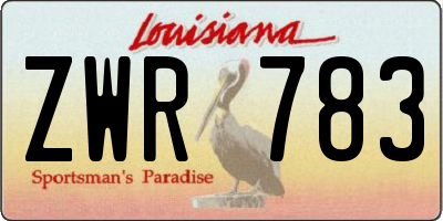 LA license plate ZWR783