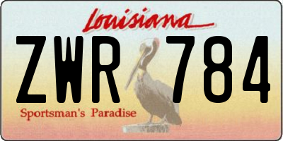 LA license plate ZWR784