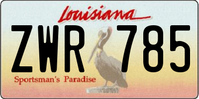 LA license plate ZWR785