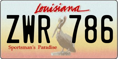 LA license plate ZWR786