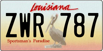 LA license plate ZWR787