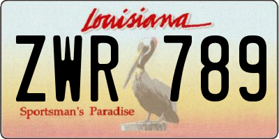 LA license plate ZWR789