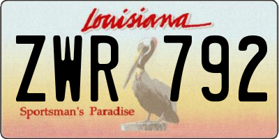 LA license plate ZWR792