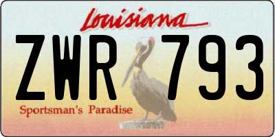 LA license plate ZWR793