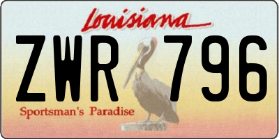 LA license plate ZWR796