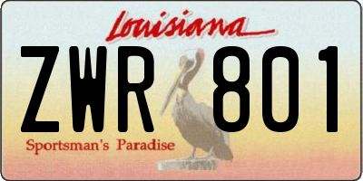 LA license plate ZWR801
