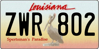 LA license plate ZWR802