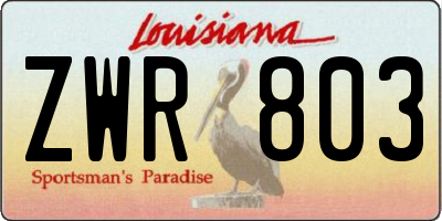 LA license plate ZWR803