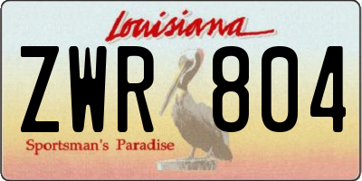 LA license plate ZWR804