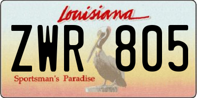 LA license plate ZWR805