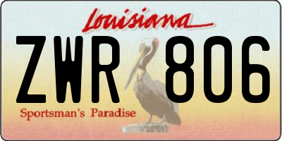 LA license plate ZWR806