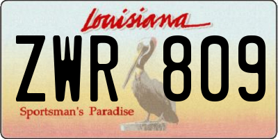 LA license plate ZWR809