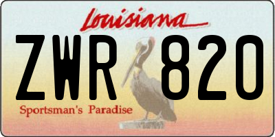 LA license plate ZWR820