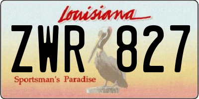 LA license plate ZWR827