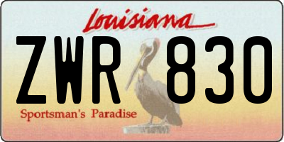 LA license plate ZWR830