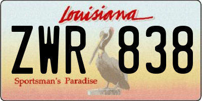 LA license plate ZWR838