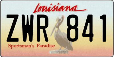 LA license plate ZWR841