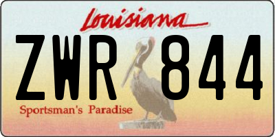 LA license plate ZWR844