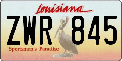 LA license plate ZWR845