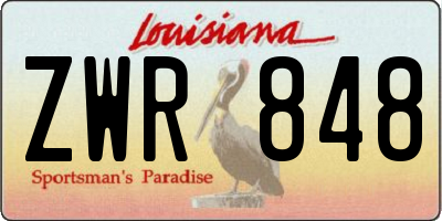 LA license plate ZWR848