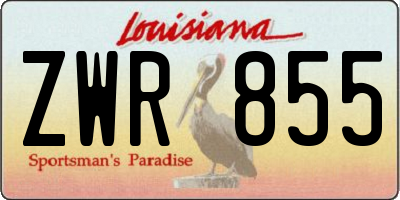 LA license plate ZWR855