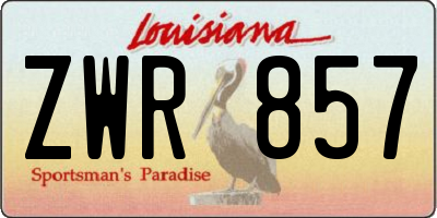 LA license plate ZWR857