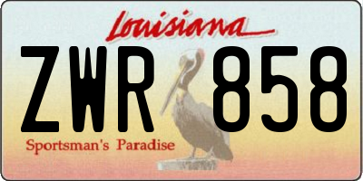 LA license plate ZWR858