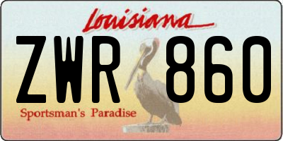 LA license plate ZWR860