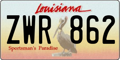 LA license plate ZWR862