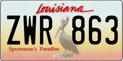 LA license plate ZWR863