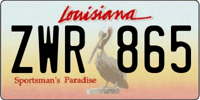 LA license plate ZWR865