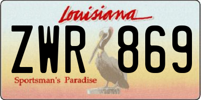 LA license plate ZWR869