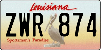 LA license plate ZWR874
