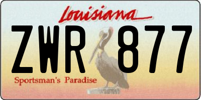 LA license plate ZWR877