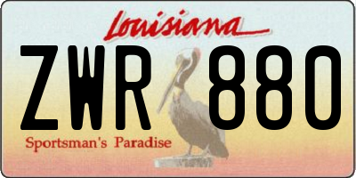 LA license plate ZWR880