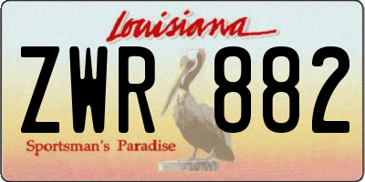 LA license plate ZWR882